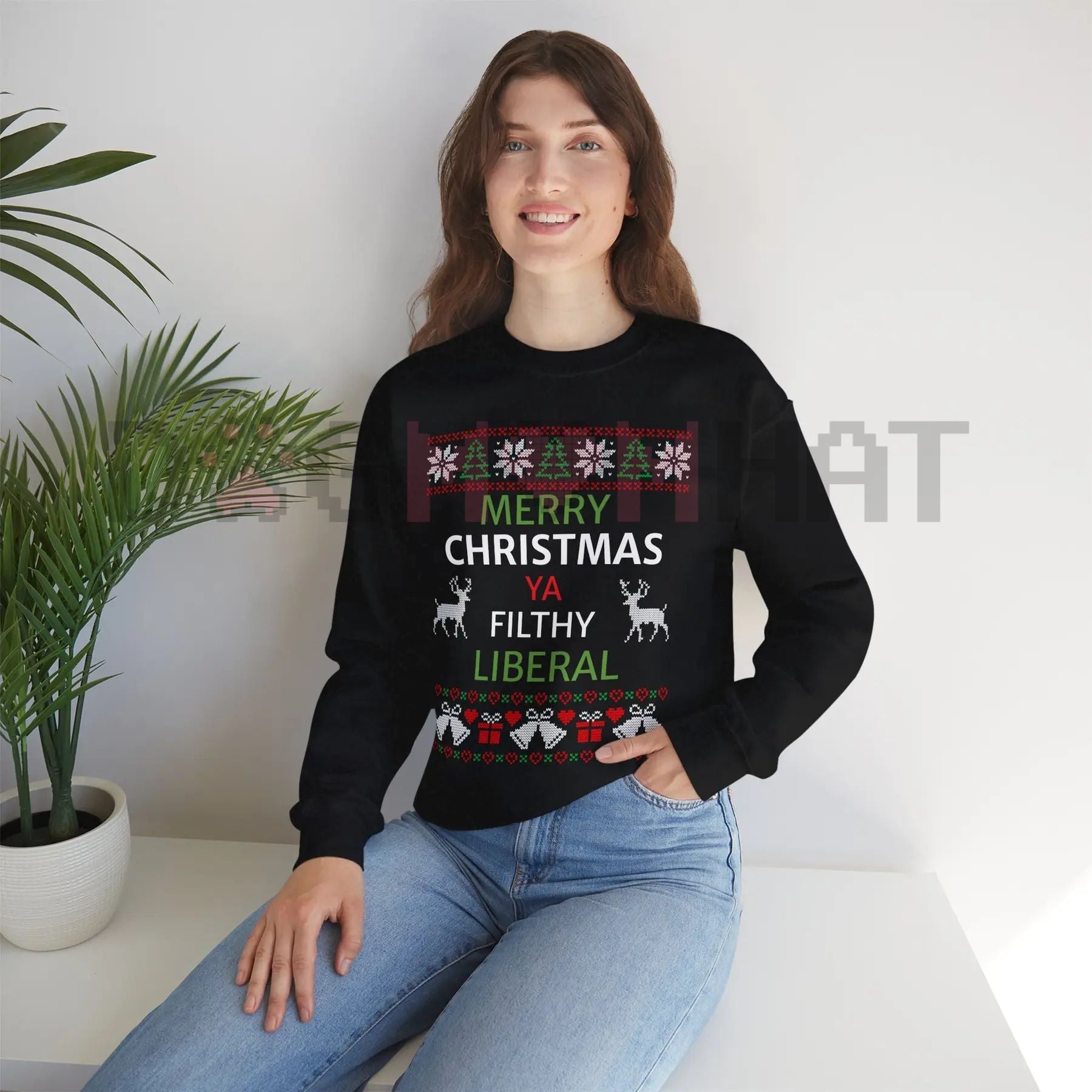 Merry Christmas Lib Funny Sweater: Funny Christmas Gag Gift Sweatshirt, Liberal Holiday Humor Pullover