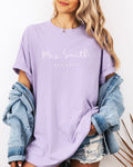 Mrs Custom Personalization name Honeymoon Comfort Colors Garment Dyed T Shirt