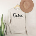 Nana Grandma Est 2022 Est 2023 Drop Shoulder Sponge Fleece Crewneck Sweatshirt