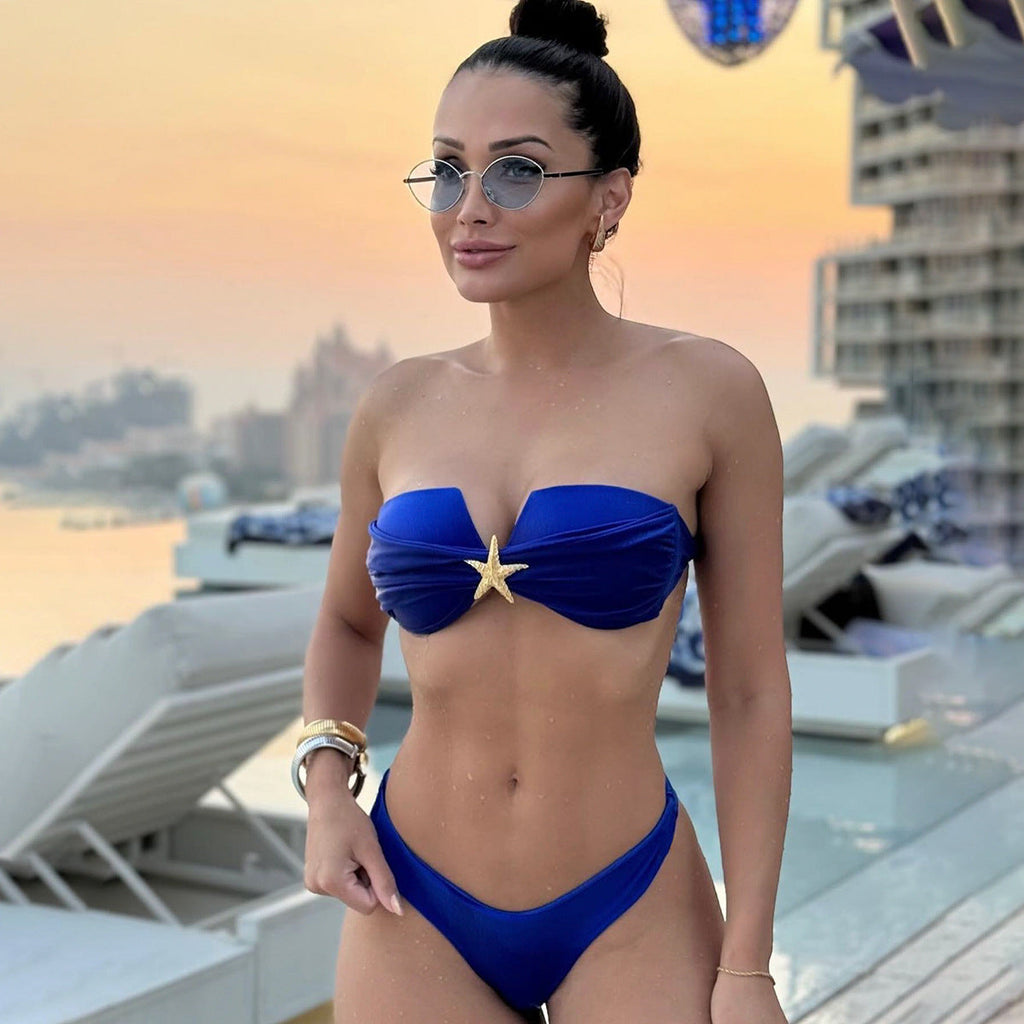 Bikini Sexy Bikini Tube Top Stitching Split Women Swimsuit Swimsuit Women