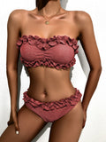 Bikini Solid Color Swimsuit Sexy Swimsuit Women Backless Swimsuit Lace Swimsuit