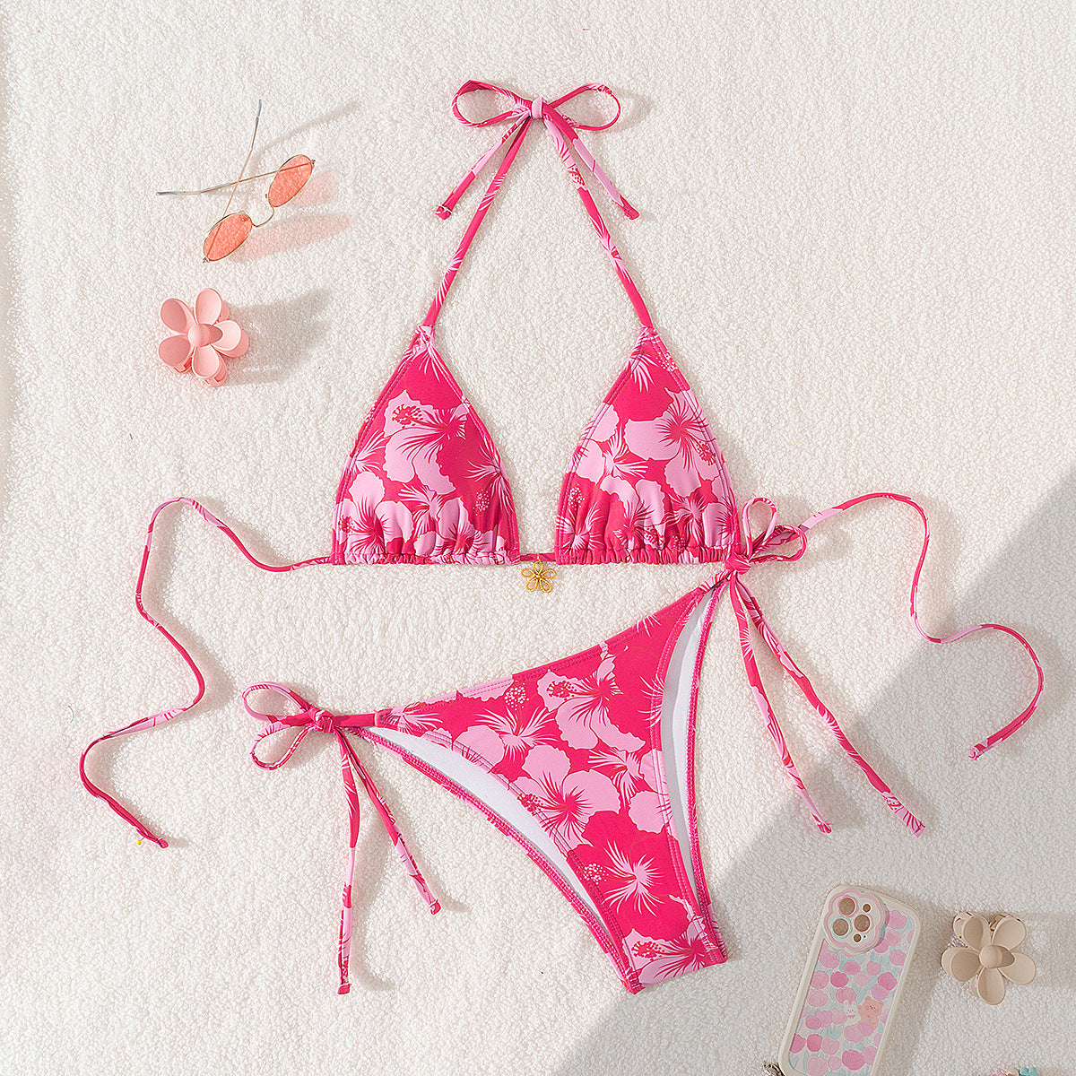 Bikini Triangle Cup Printed Sexy Bikini Split Swimsuit Swimwear Women