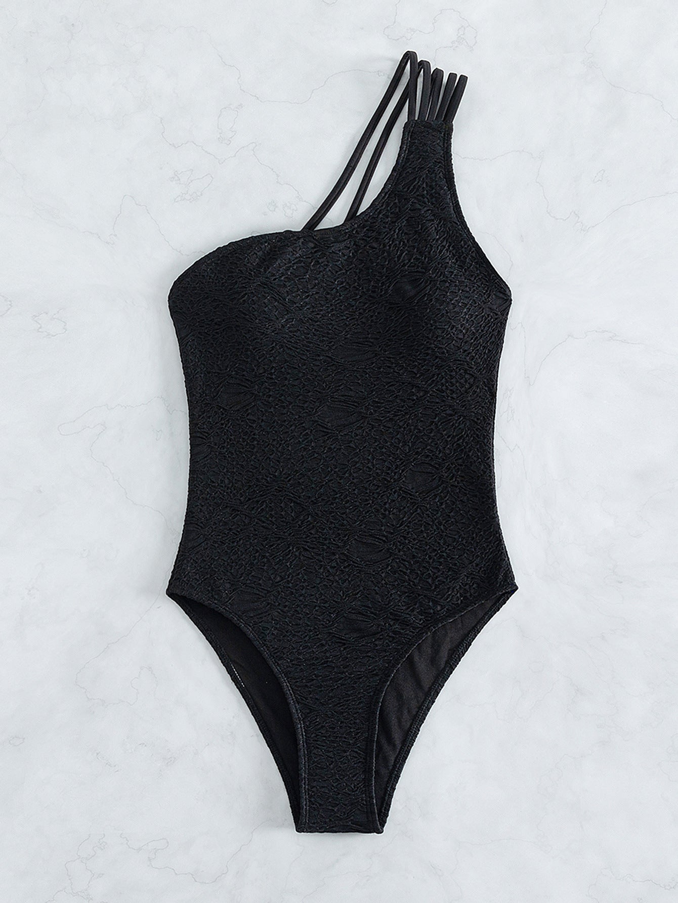 Solid Color One Piece Swimsuit Women Sexy One Shoulder Show Back Beach Bikini