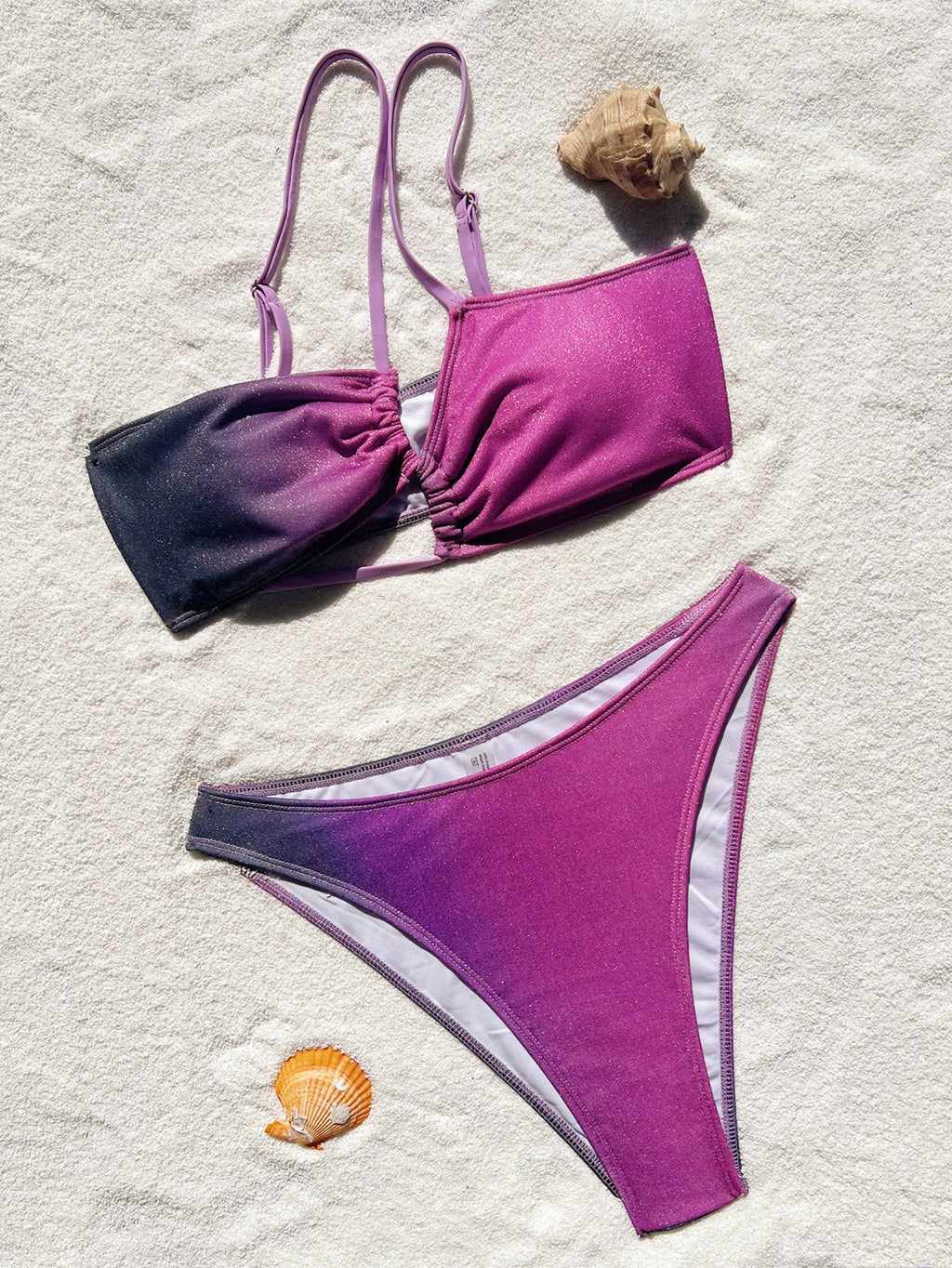 Bikini Double Bikini Gradient Swimsuit Cross Swimsuit Women Sexy Swimsuit Stitching Bikini