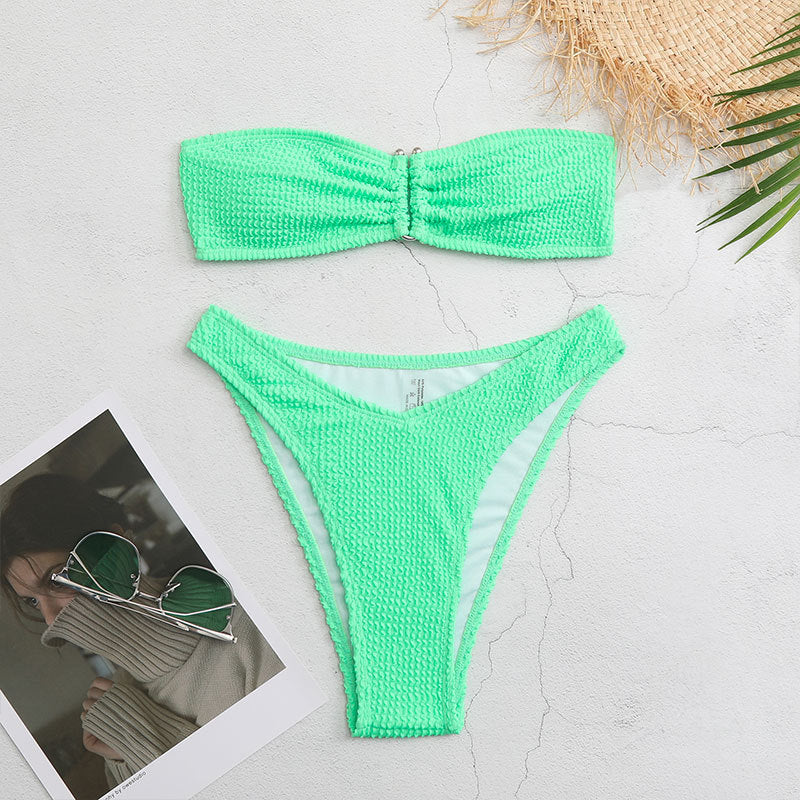 Bikini Swimsuit Women Wave Pattern Split Swimsuit Bikini