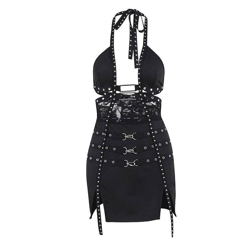 Sexy Slim Fit Hollow Out Cutout Dress Women Spring Sexy Backless Hip Dress