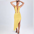 Irregular Asymmetric Women Pleated Tied Dress Autumn Winter Sexy Backless Hollow Out Cutout Hip Dress