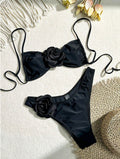 Three Dimensional Floral Sexy Bikini Swimsuit Women Vacation Beach Bikini Swimsuit