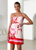 Women Dress Positioning Printed Sexy Chest Wrapped Mini Dress