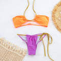 Nylon Light Color Matching Lace up Bikini Sexy Split Swimsuit Women