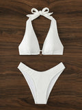 Sexy Lacing Halter Backless Bikini Swimsuit Split Swimsuit Bikini