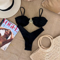 Solid Color Steel Bracket Push up Bikini Split Swimsuit Women Two Piece Bikini