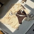 Sexy Lace Mesh Four Piece Swimsuit Bikini