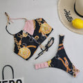 New Bikini Three Piece Swimsuit Women Sexy High Waist Printed Swimsuit Skirt Baroque