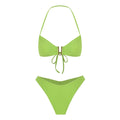 Fresh Solid Color High Slit Low Waist Bikini Sexy Split Swimsuit Women Bikini