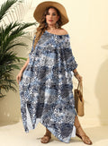 Women Clothes Leopard Print Loose Blouse Beach Vacation Split Mop Long