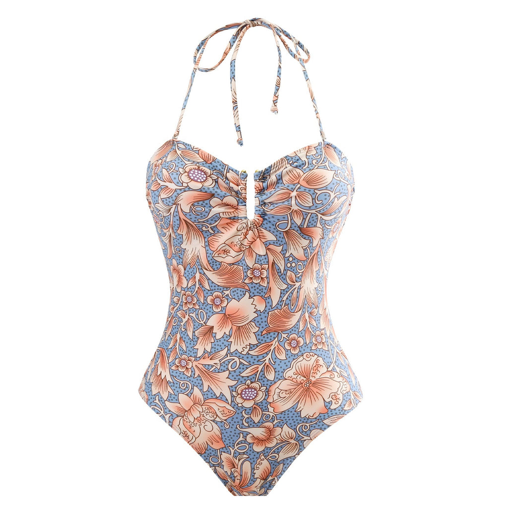 Printing Sexy Retro One Piece Women Swimsuit Suit Belly Covering Slimming Swimsuit Vacation