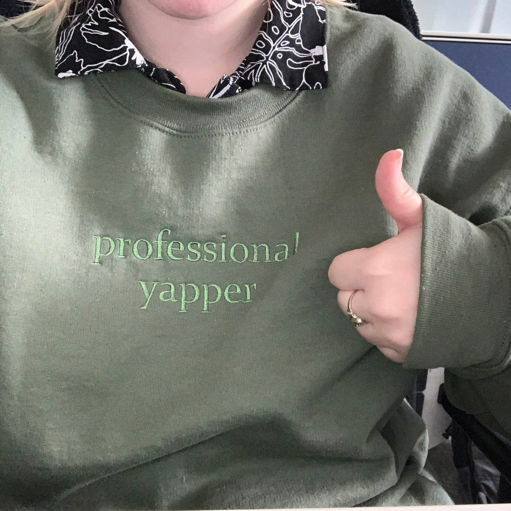 Professional Yapper Embroidered Sweatshirt & Hoodie - Funny Meme Trend, Gift for Her