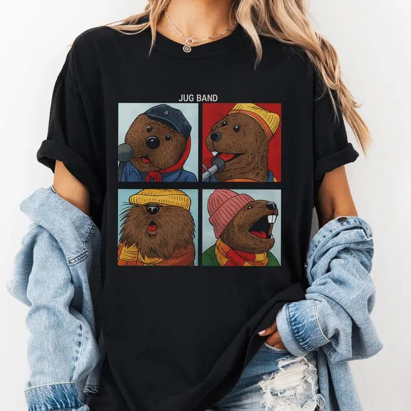 Retro Jug Band Cartoon Animal Quartet Shirt – Vintage Music Lover Funny Animal Band Tee