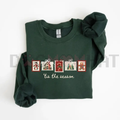 Retro Winter Stamp Sweatshirt – Patchwork Christmas Stamps Coquette Aesthetic Jumper
