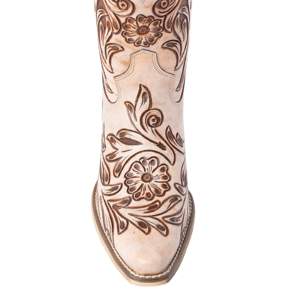 Copper Rose Western Booties in Cream