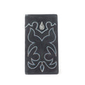 Ravenhide Embroidered Leather Wallet in Coal Black