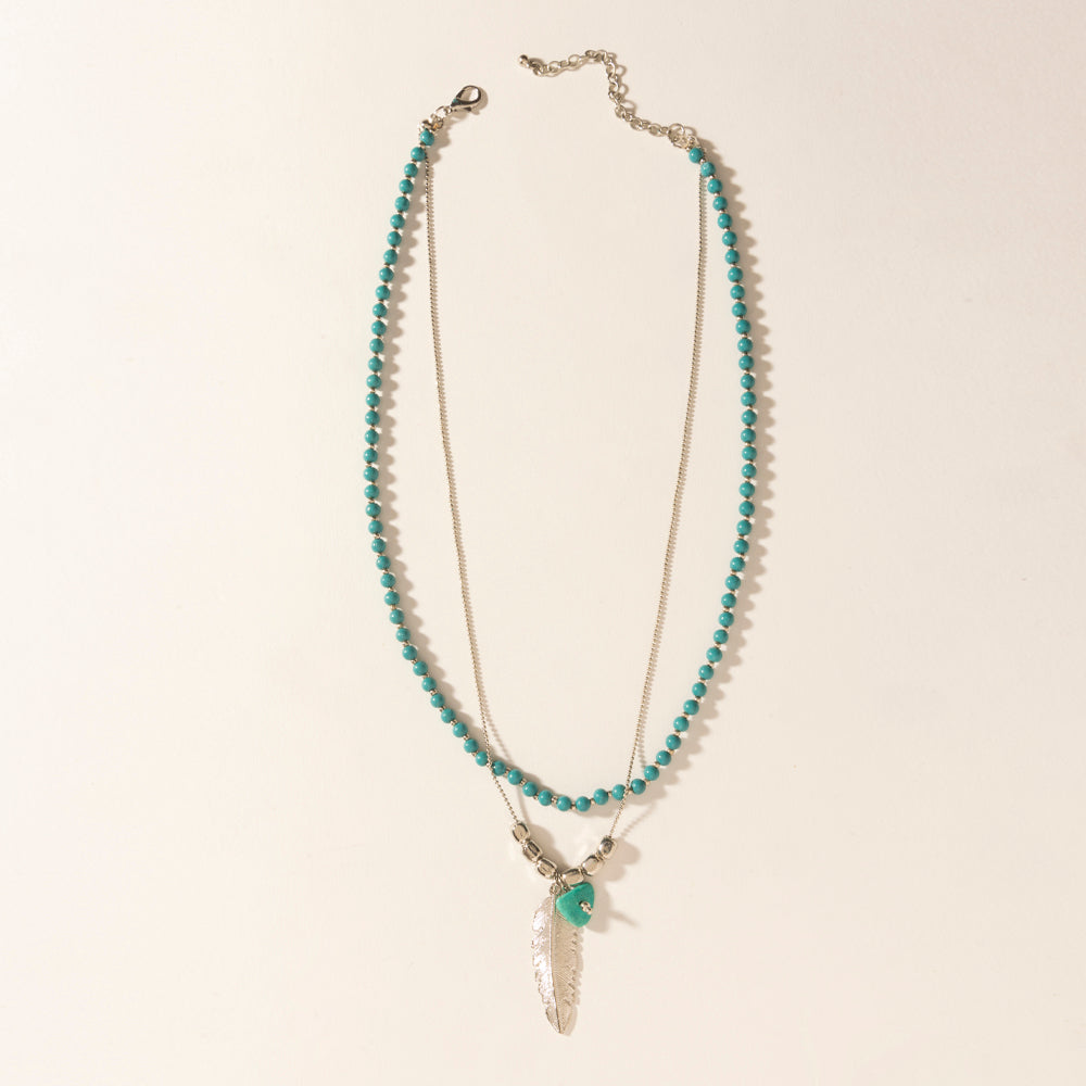Myra Feathered Sage Necklace in Range Blue