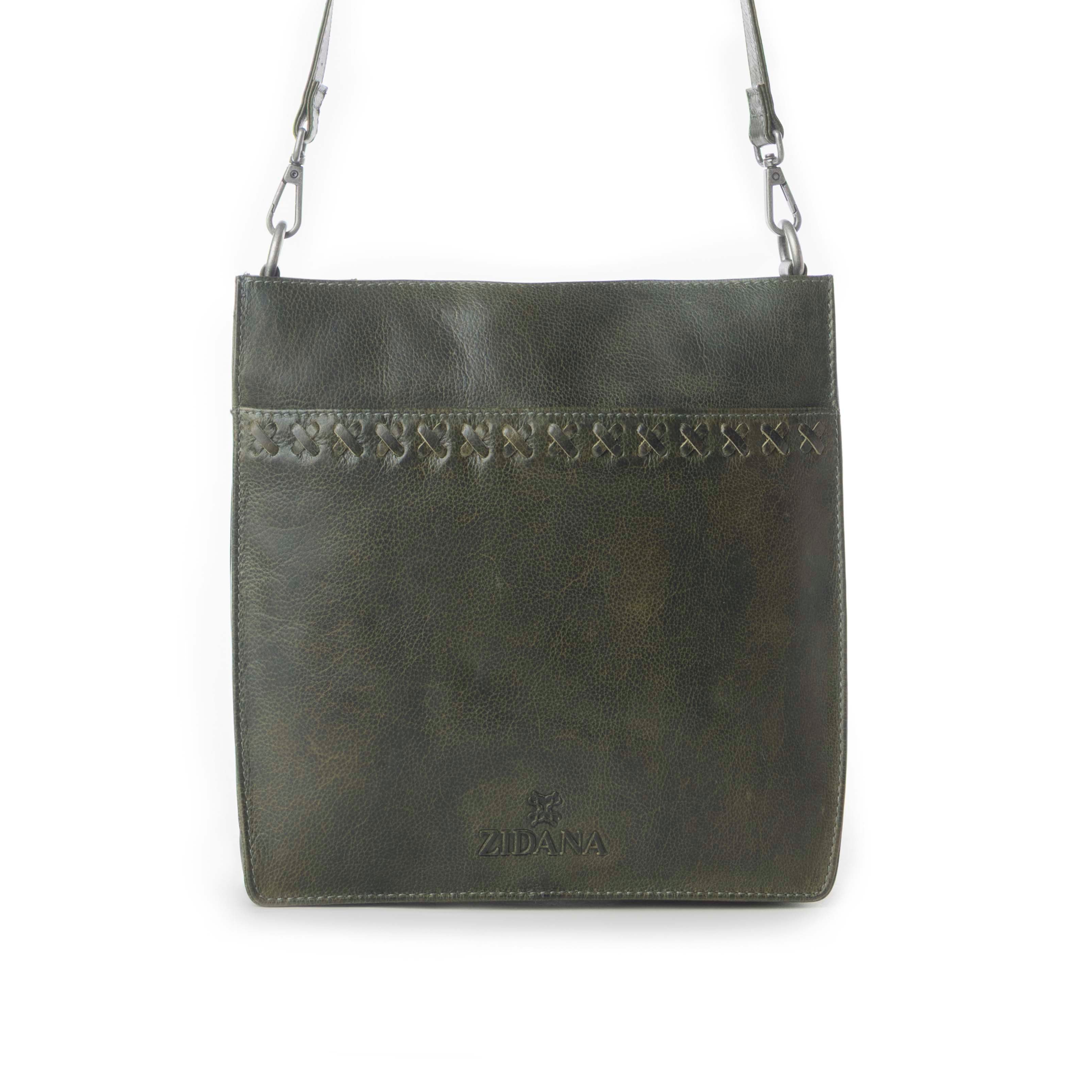Myra Zidana Mirelle Woven Veg Tanned Leather Sling Bag in Oliva Nero