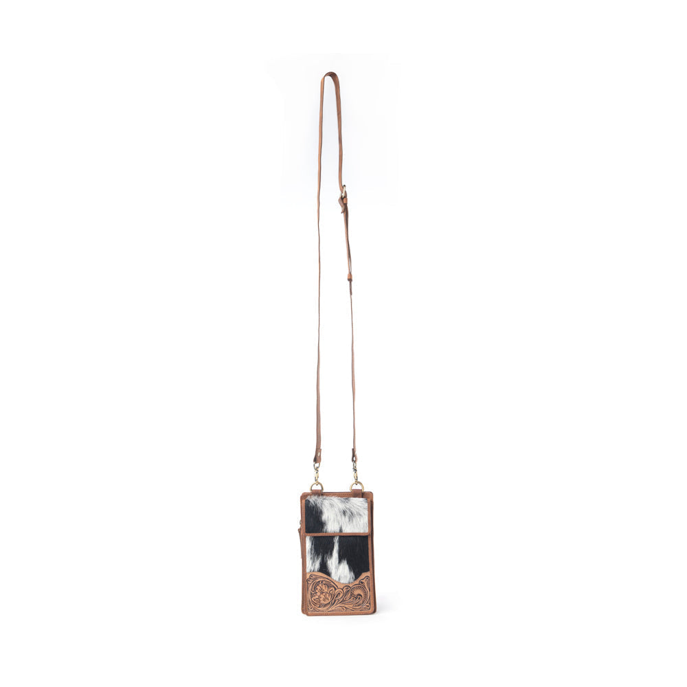Myra Duneland Rise Handtooled Bag in Brindle Ivory