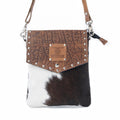 Myra Rustler Bend Canvas & Hairon Bag in Brindle Chestnut