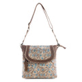 Myra San Ysidro Falls Paisley Print Shoulder Bag for Women – Leather Straps with Turquoise Stud Detailing for Carnival Adventures