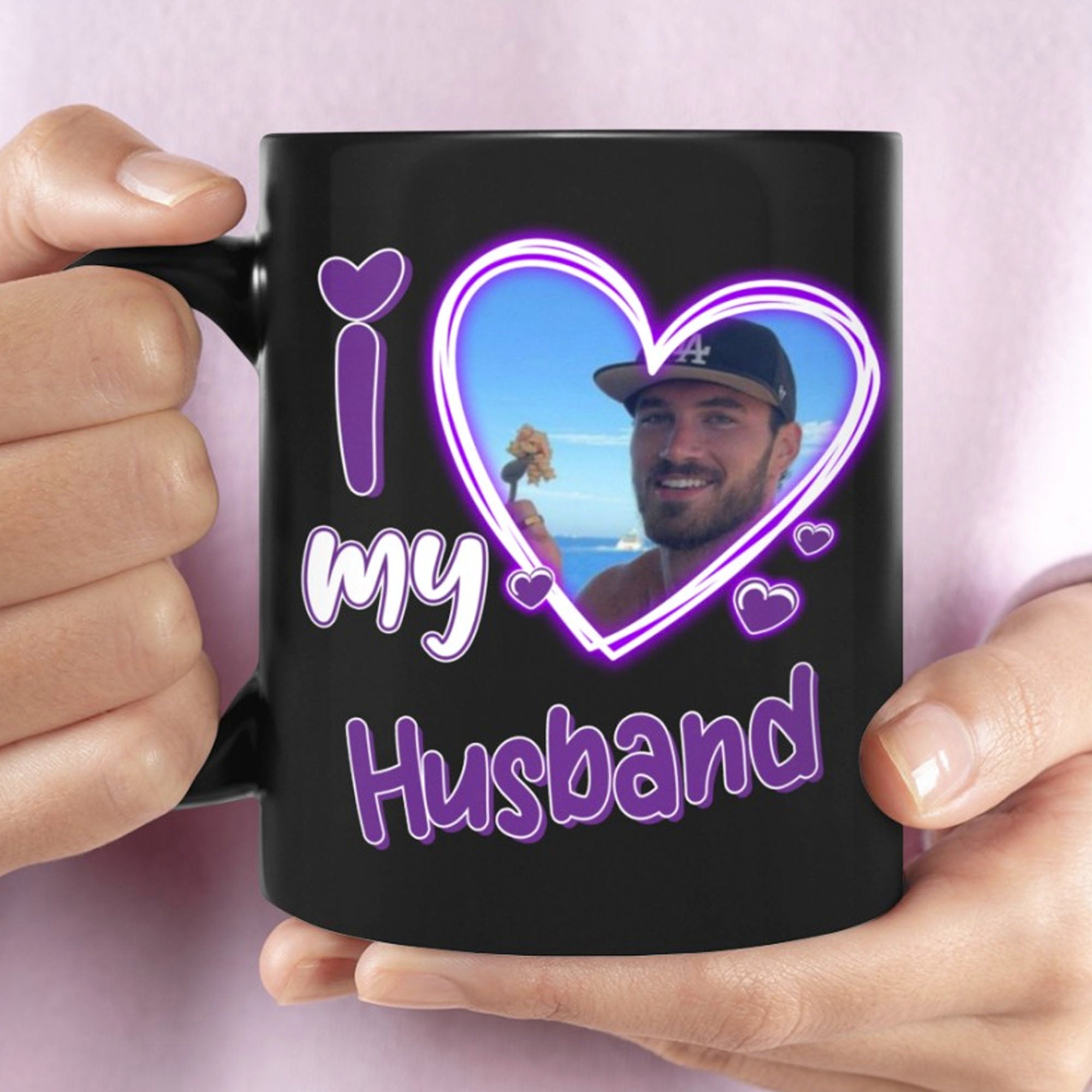 I Love My Girlfriend Boyfriend - Personalized Custom Photo Couple Black Mug - Gift For Couple, Valentines Day C877
