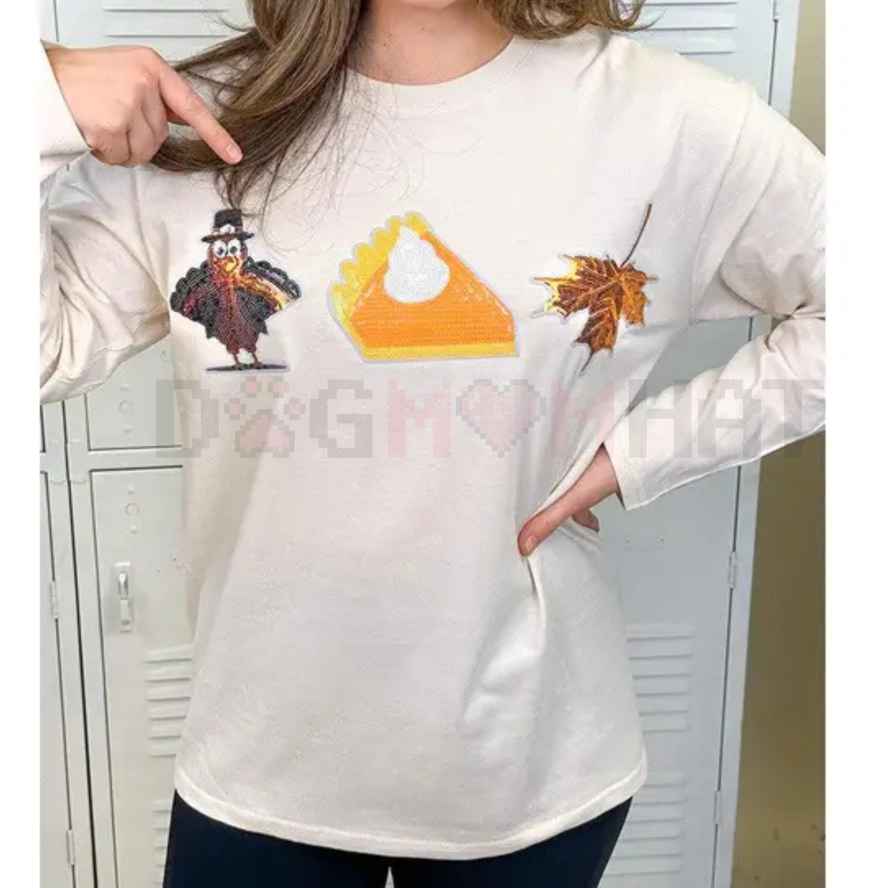 Sparkle Graphic Oversized Thanksgiving T-Shirt – Cozy Boyfriend Long Sleeve Tee