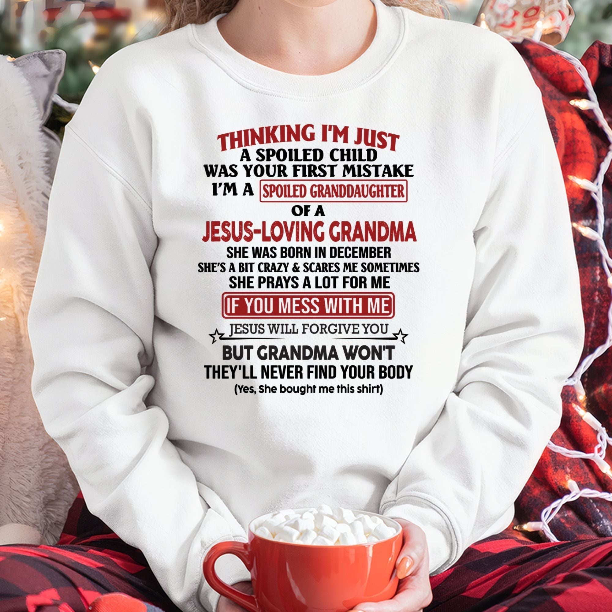 Christian Girl Shirt – Spoiled by Grandma December Edition – From Grandma to Granddaughter NGHL12 (SKU07-181-12)