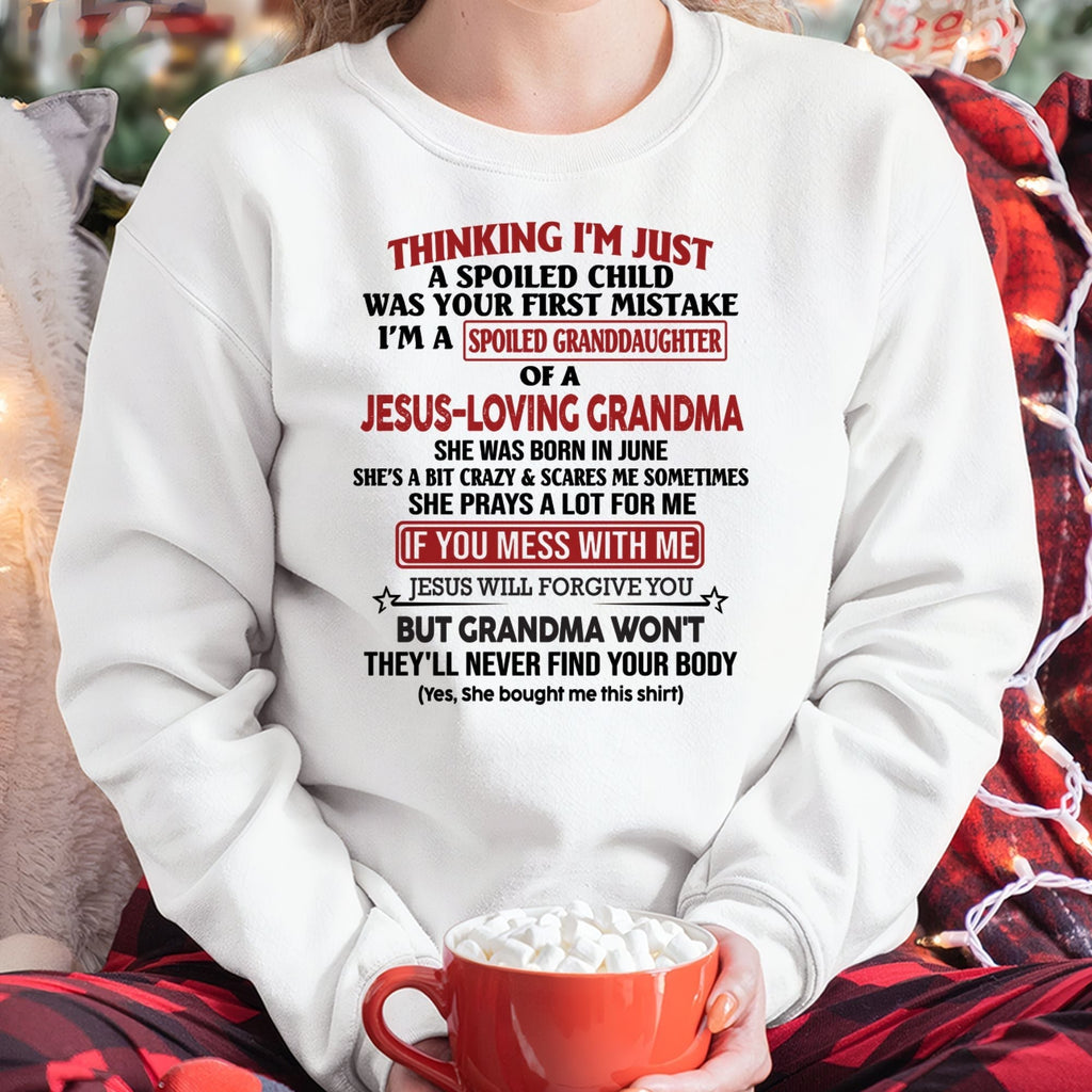 Christian Girl Shirt – Spoiled by Grandma June Edition – From Grandma to Granddaughter NGHL06 (SKU07-181-06)