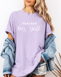Custom Teacher Mrs. Name Comfort Colors Garment-Dyed T-Shirt – Personalized Educator Gift Tee