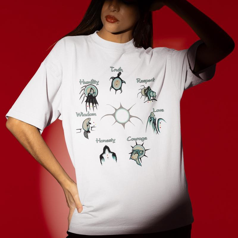 The Seven Sacred Laws T-Shirt – Native American Inspired Indigenous Wisdom Tee for Men & Women