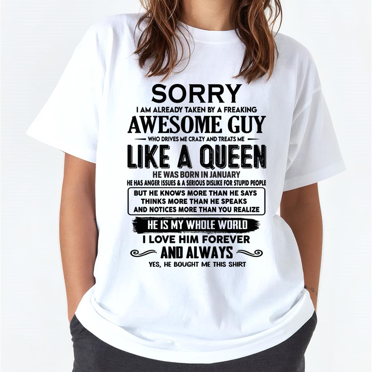 January - Sorry I am already taken by a freaking awesome guy - Gift for Wife From Husband - NGHL01 (SKU-SRG-01)