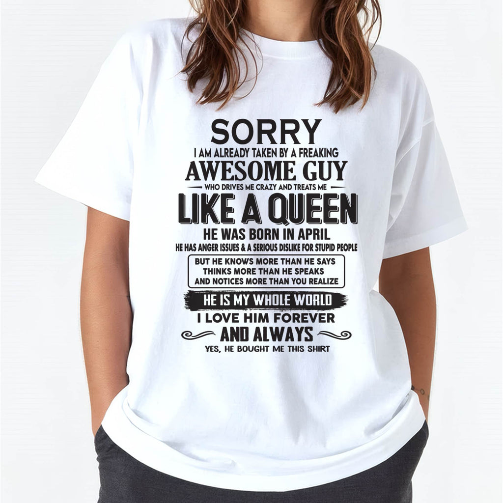 April - Sorry I am already taken by a freaking awesome guy - Gift for Wife From Husband - NGHL04 (SKU08-25-04)