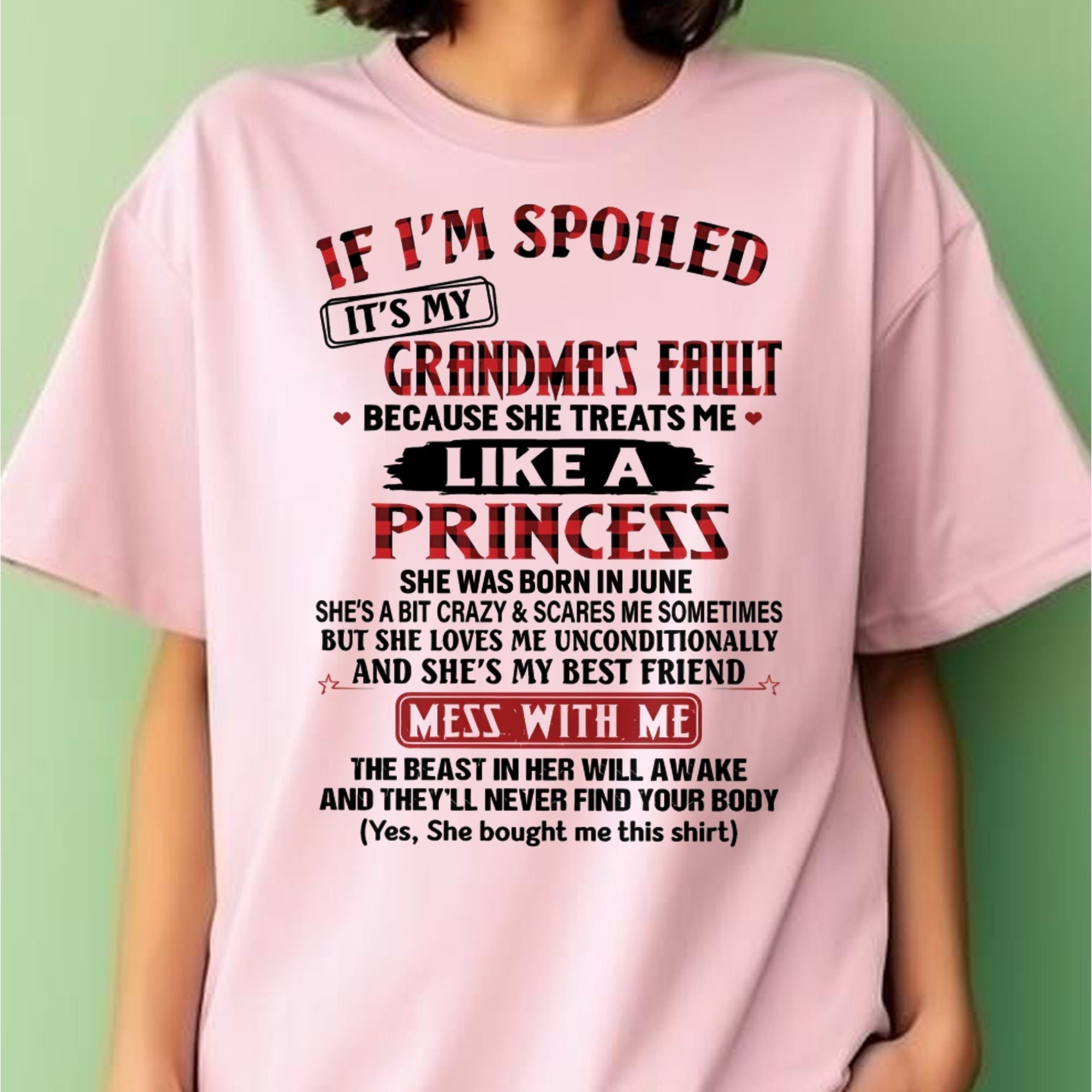IF I'M SPOILED IT'S MY GRANDMA'S FAULT ♥ BECAUSE SHE TREATS ME ♥ LIKE A PRINCESS - From Grandma for granddaughter - NGHL06 (SKU07-92-06)