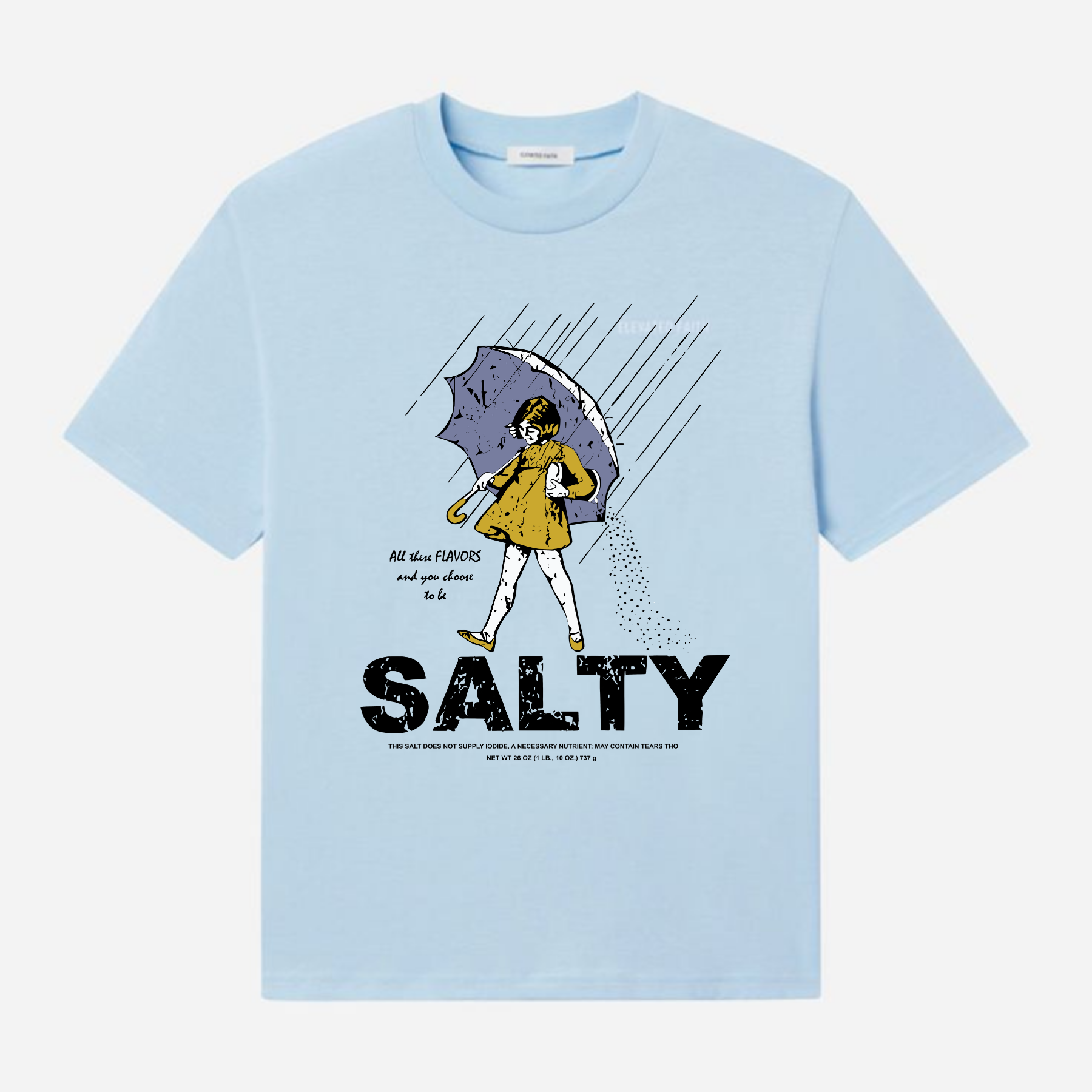 Women's "Salty Girl" Vintage T-Shirt – Trendy Umbrella Top for Her