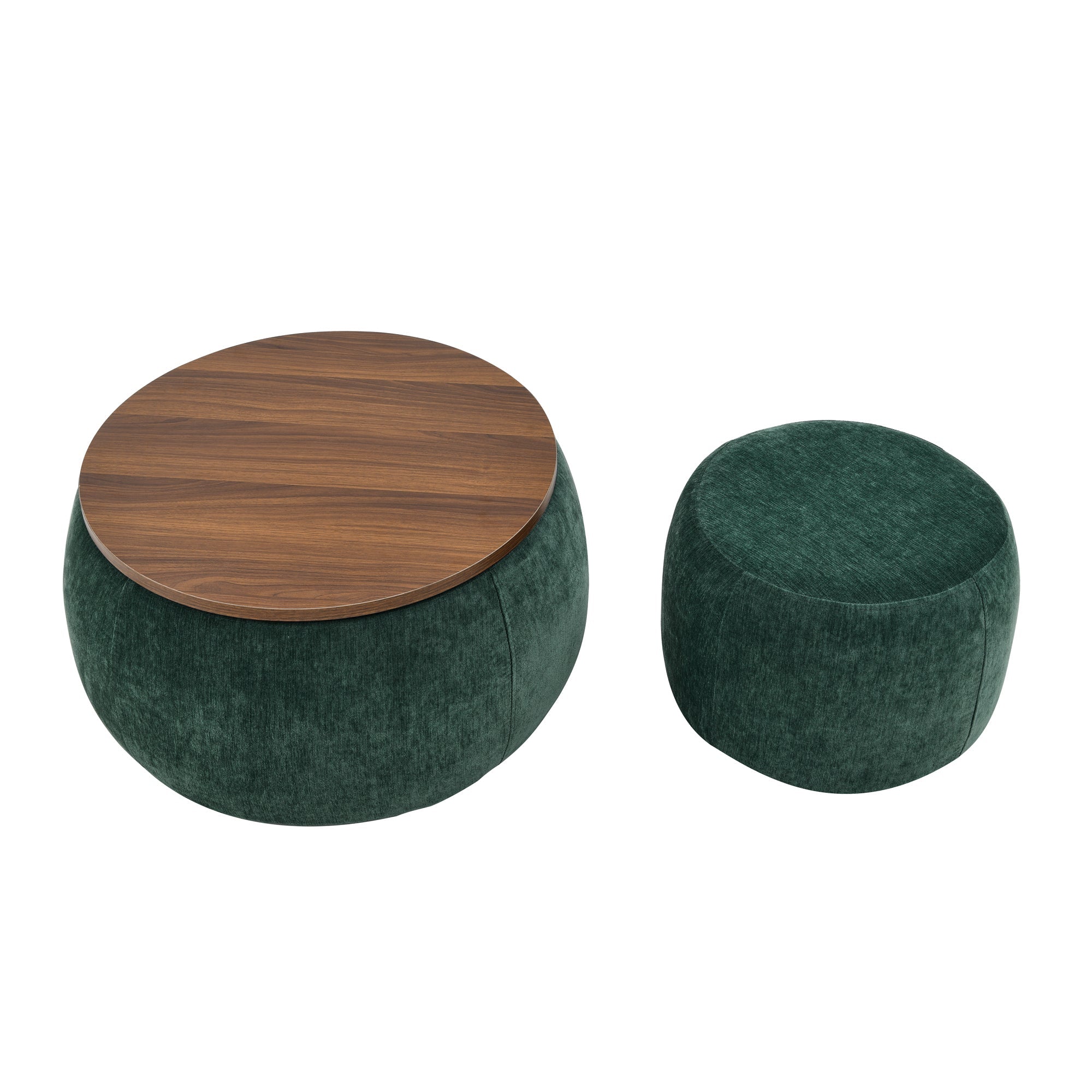 Modern Classic Round Storage Ottoman Coffee Table with Removable Top