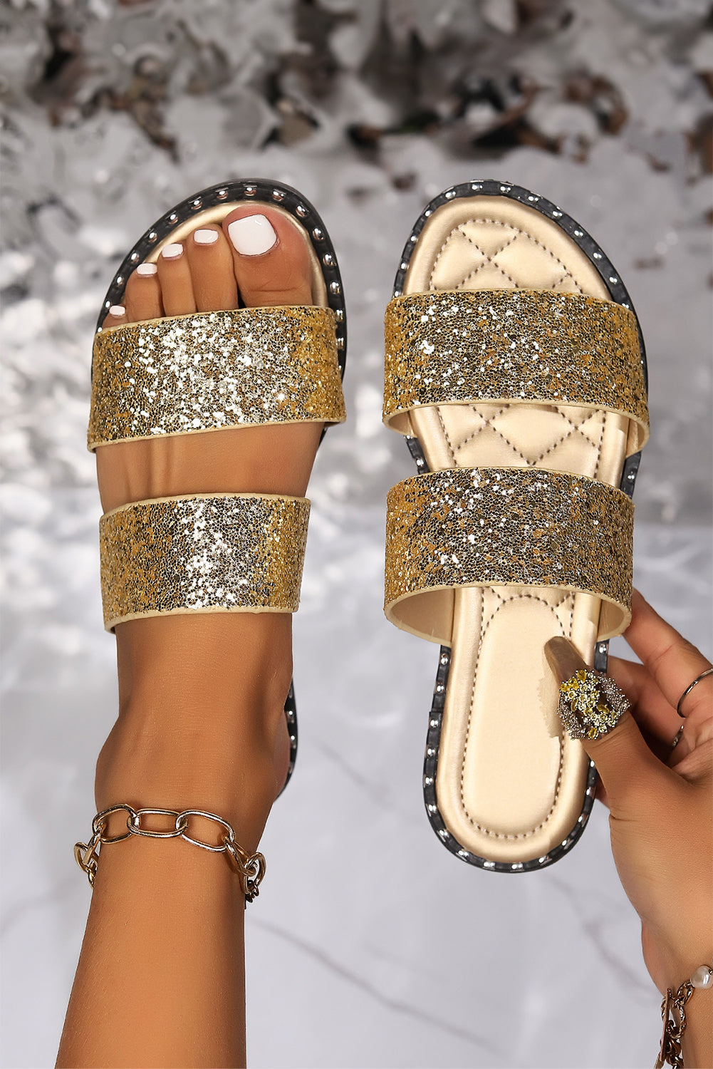Helen Dual Straps Flat Slippers