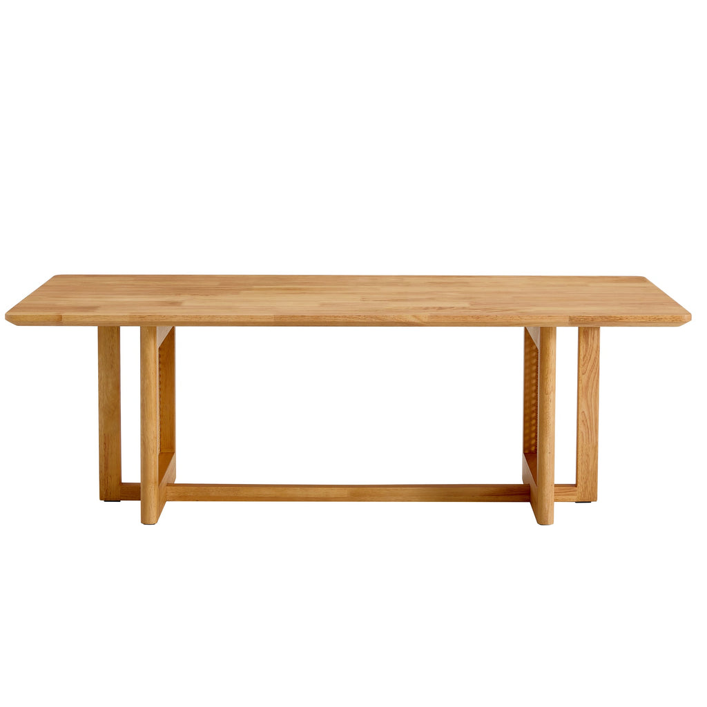 Natural Rubber Wood and Solid Wood Minimalist Coffee Table