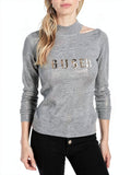 Guess Women's Metallic Logo Sweater, Size XS