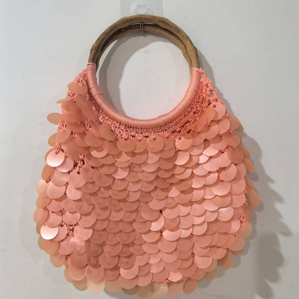 New High-End Handmade Natural Sequin Handbag For Women
