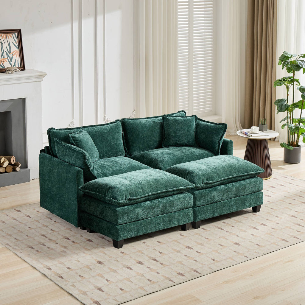Cloud  LoveSeat Sofa (Ottoman is not included) Chenille Fabric in Green