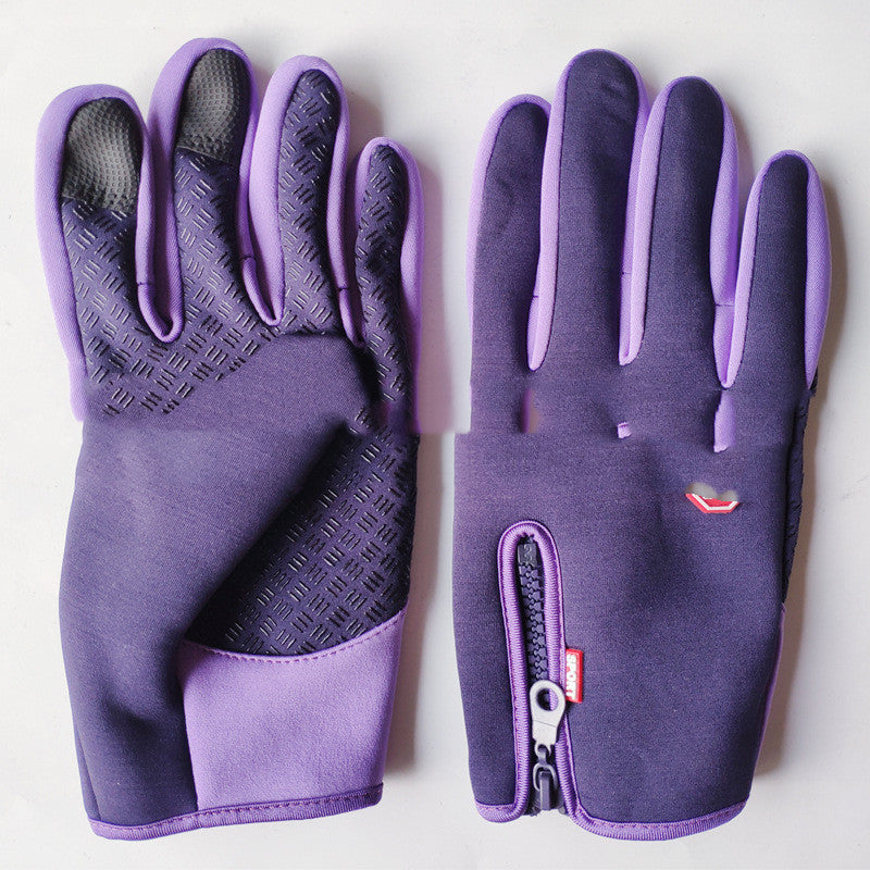Winter Touch Screen Gloves Thermal Fleece Windproof Waterproof Drop Zipper Men's Cycling Sports Outdoor Ski Gloves