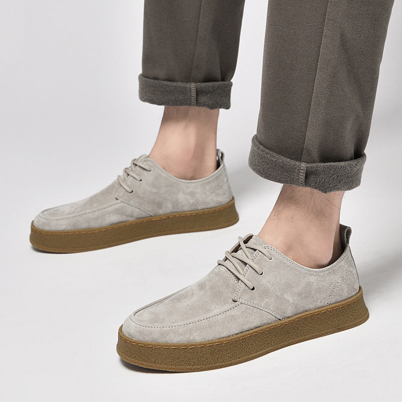 Casual Smart Flat Shoes Spring New Matte Leather Lace-up Men