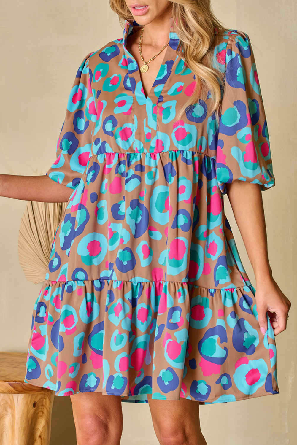Emerie Sleeve Slit Ruffled Dress